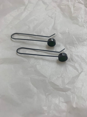 Caim Earrings - Pounamu & Oxidised Stirling Silver