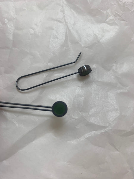 Caim Earrings - Pounamu & Oxidised Stirling Silver