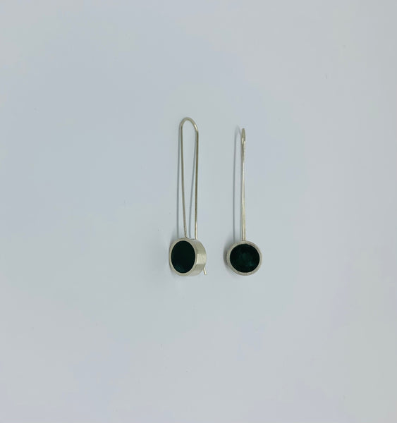 Caim Earrings - Pounamu & Stirling Silver