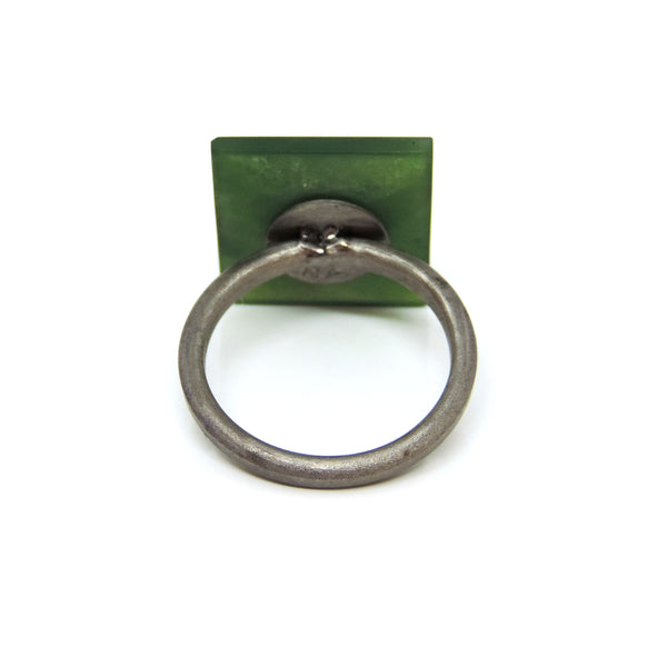 New Zealand Jade, Untreated Ruby & Titanium Ring