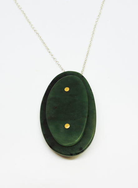 Pounamu and 24ct Gold Pendant/Brooch