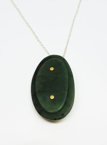 Pounamu and 24ct Gold Pendant/Brooch