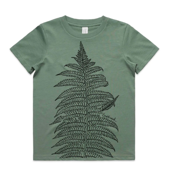 Silver fern/ponga Kids’ T-shirt (Sage)