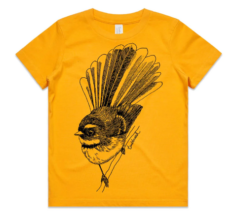 Fantail/Piwakawaka Kids' T-shirt (Gold)