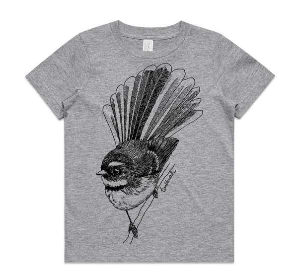 Fantail/Piwakawaka Kids' T-shirt (Grey Marle)