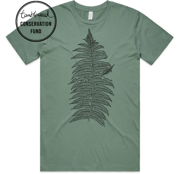 Silver fern/ponga T-shirt - Mens (Sage)