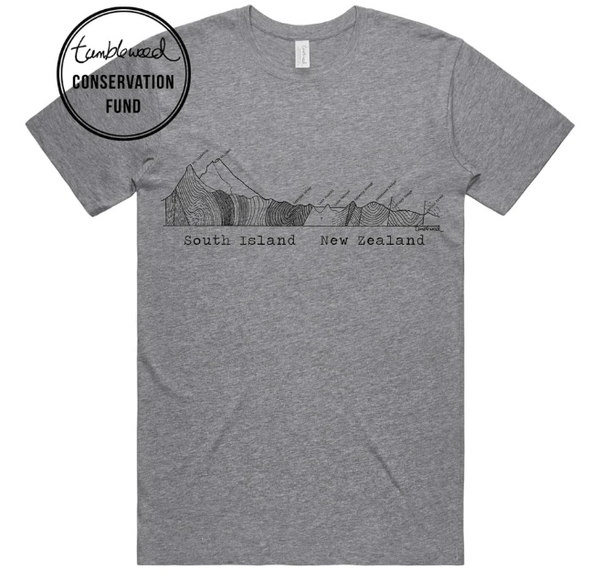 South Island Cross Section T-shirt - Mens (Grey Marle)