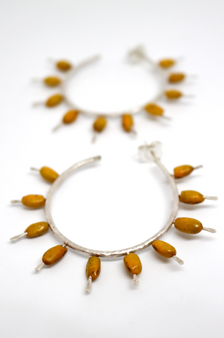 Large Hoop Earrings (Kōwhai Seed, Sterling Silver)