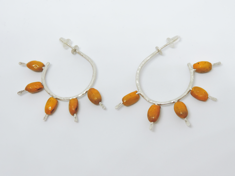 Medium Hoop Earrings (Kōwhai Seed, Sterling Silver)