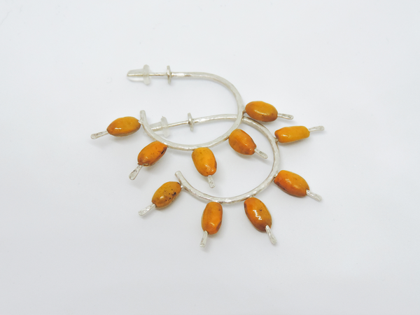 Medium Hoop Earrings (Kōwhai Seed, Sterling Silver)