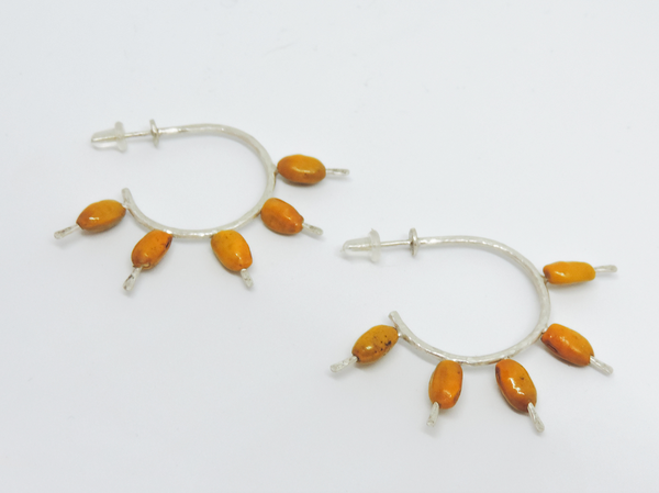 Medium Hoop Earrings (Kōwhai Seed, Sterling Silver)